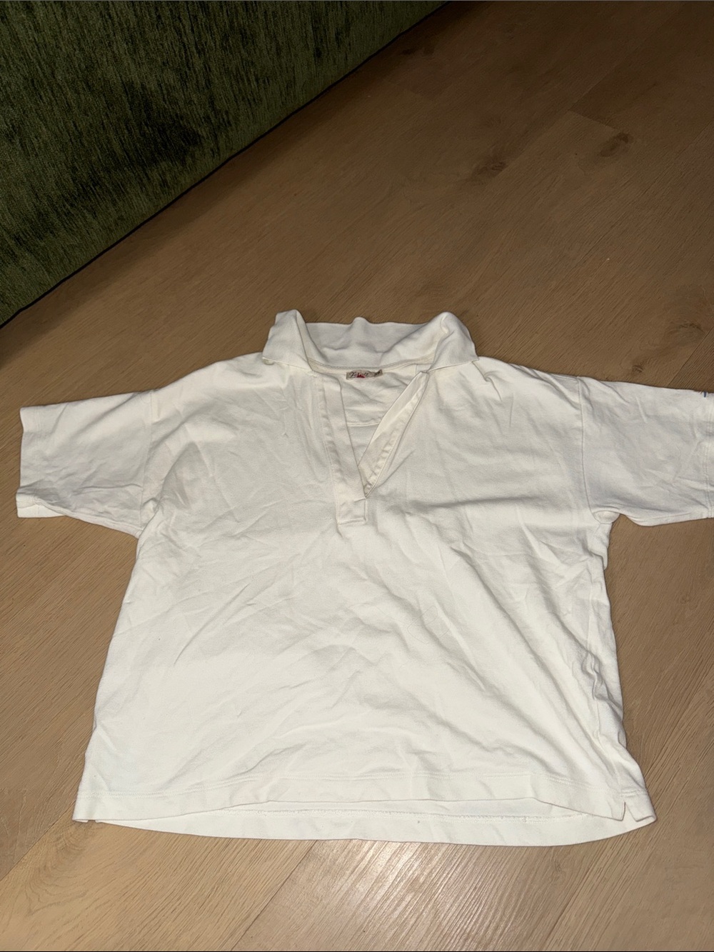 Women’s Faherty cropped white polo shirt loose fitting size small
